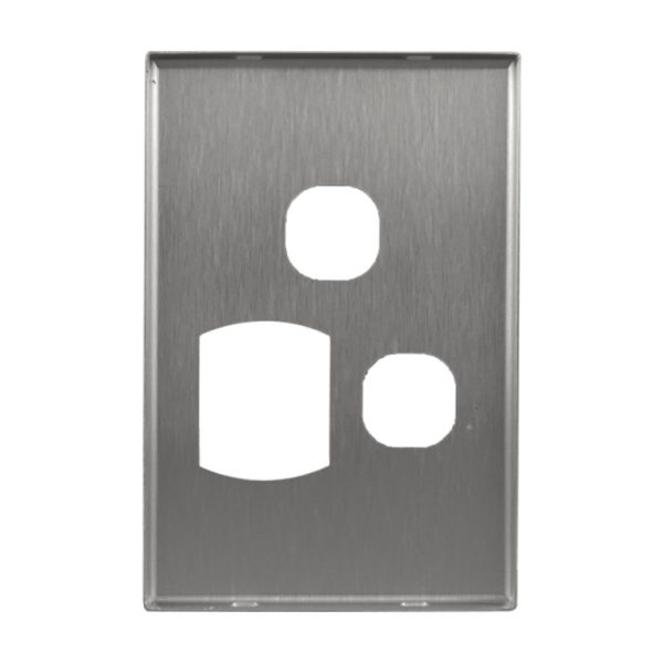 Metal Cover Plate Single Power Point with Extra Switch - VERTICAL - Image 4