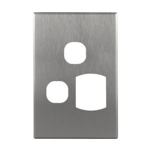 Aluminium Cover Plate Single GPO Vertical + Extra Switch