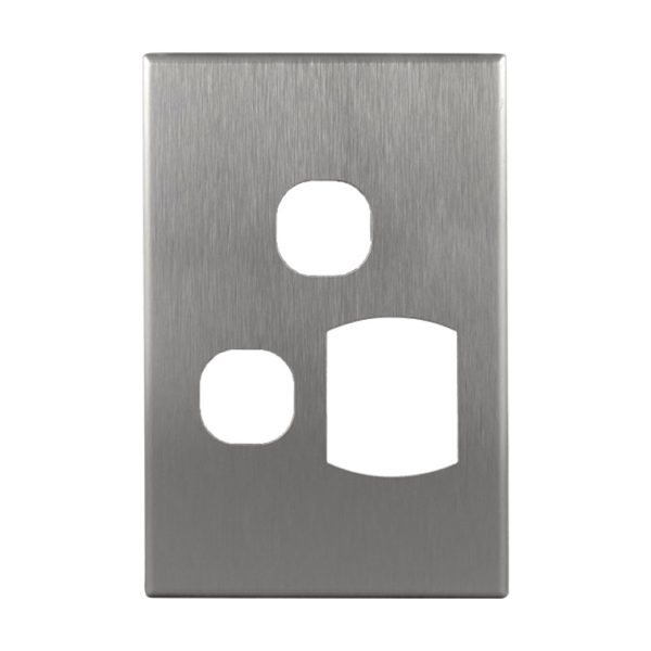 Aluminium Cover Plate Single GPO Vertical + Extra Switch