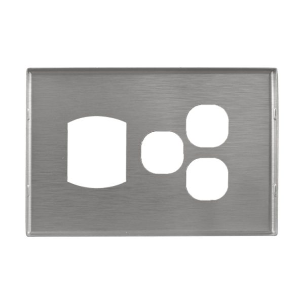 Metal Cover Plate Single Power Point with 2 Extra Switch - Image 4