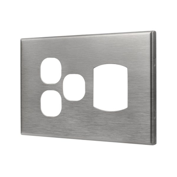 Metal Cover Plate Single Power Point with 2 Extra Switch - Image 2