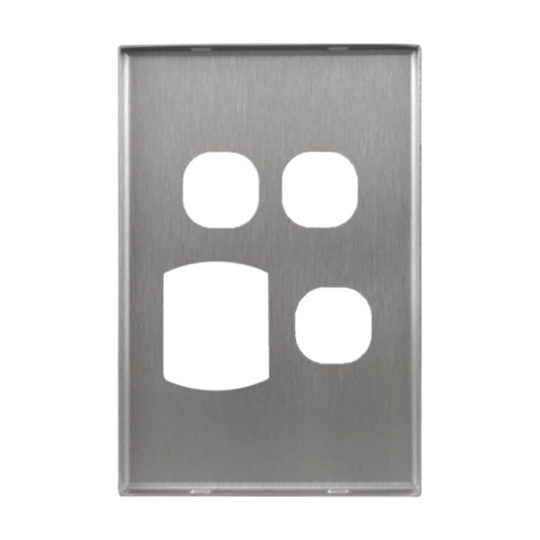 Metal Cover Plate Single Power Point with 2 Extra Switch - VERTICAL - Image 4