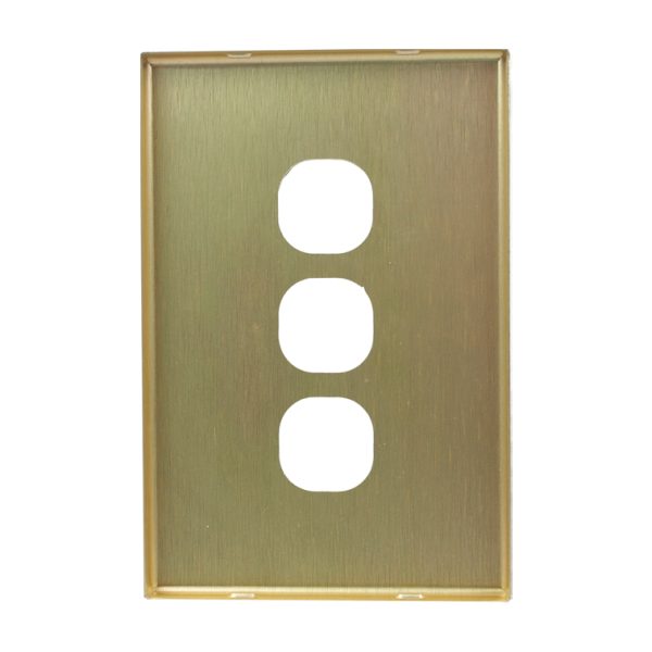 Brushed Brass Cover Plate 3 Gang Switch GEO - Image 3