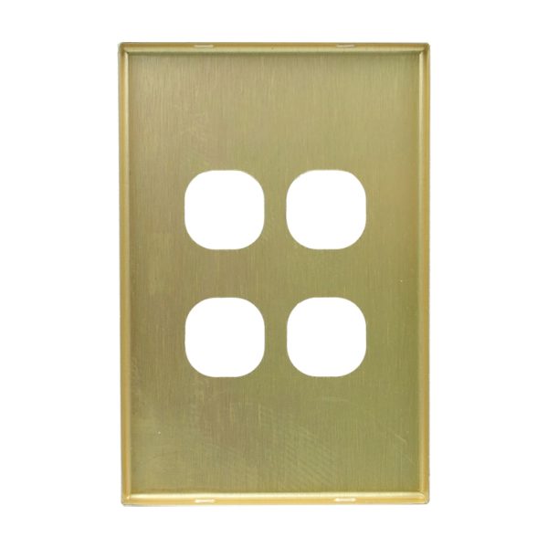 Brushed Brass Cover Plate 4 Gang Light Switch GEO - Image 3