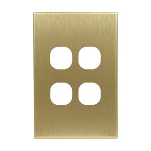 Brushed Brass Cover Plate 4 Gang Light Switch
