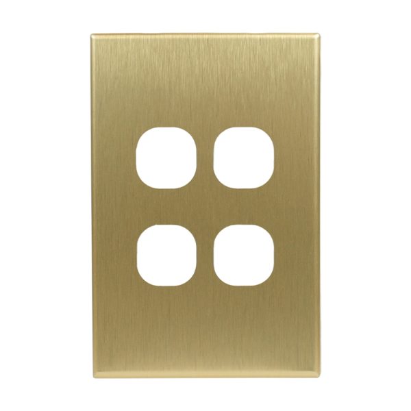 Brushed Brass Cover Plate 4 Gang Light Switch