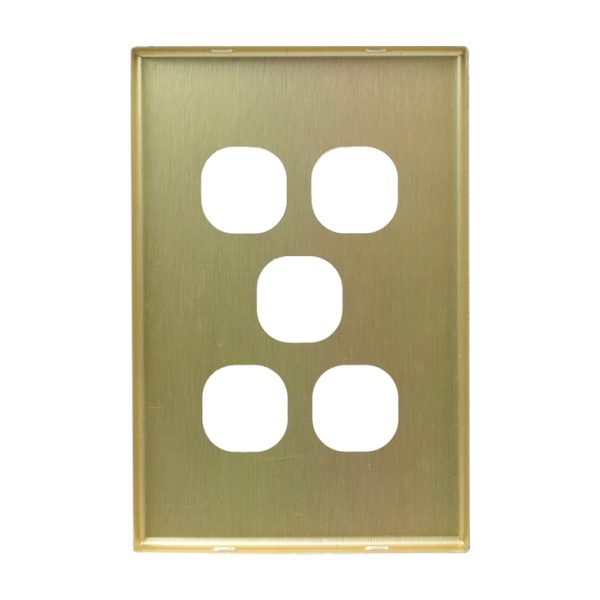 Brushed Brass Cover Plate 5 Gang Switch GEO - Image 3