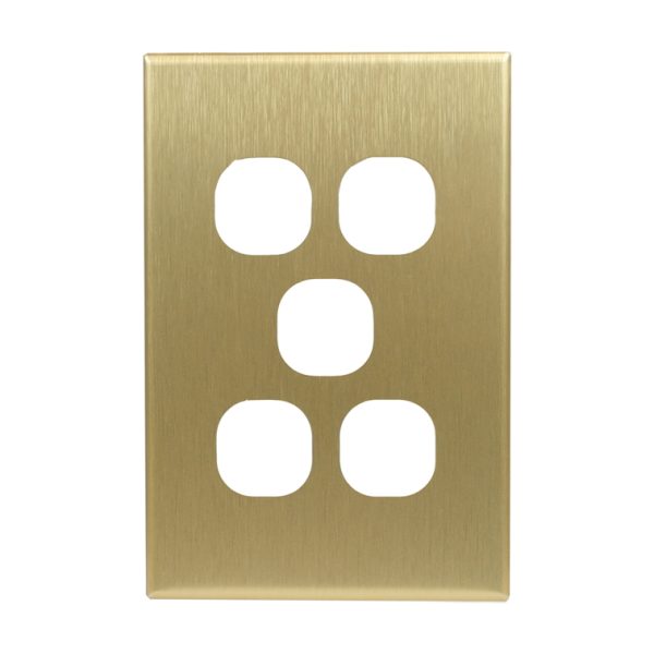 Brushed Brass Cover Plate 5 Gang Switch