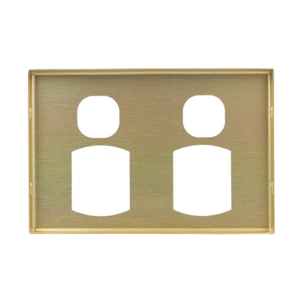 Brushed Brass Cover Plate Double GPO GEO - Image 3