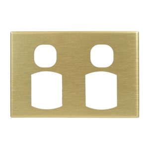 Brushed Brass Cover Plate Double GPO GEO