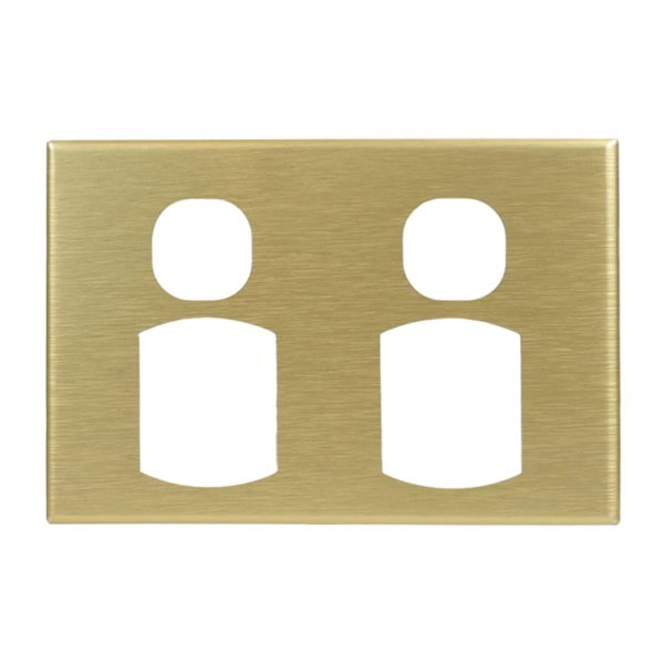 Brushed Brass Cover Plate Double GPO GEO