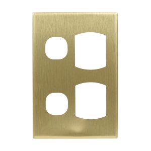 Brushed Brass Cover Plate to suit Double GPO Vertical