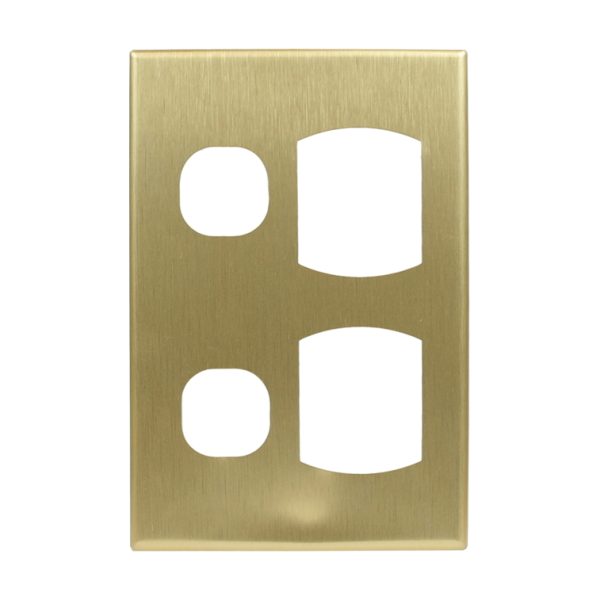 Brushed Brass Cover Plate to suit Double GPO Vertical