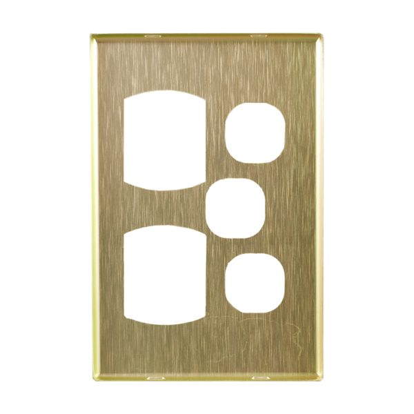 Metal Cover Plate Double Power Point with Extra Switch - VERTICAL - Image 3