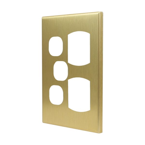 Metal Cover Plate Double Power Point with Extra Switch - VERTICAL - Image 2