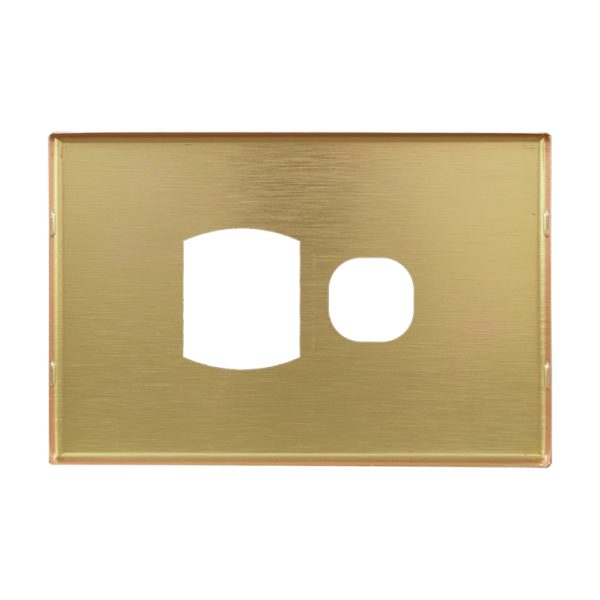 Brushed Brass Cover Plate Single GPO GEO - Image 3