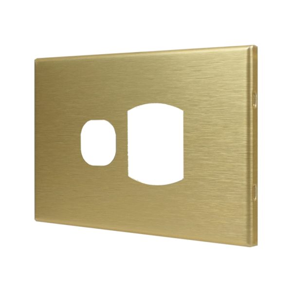 Brushed Brass Cover Plate Single GPO GEO - Image 2