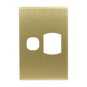 Brushed Brass Cover Plate Single GPO Vertical | GEO Series