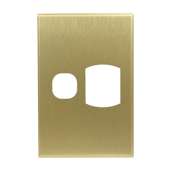 Brushed Brass Cover Plate Single GPO Vertical | GEO Series