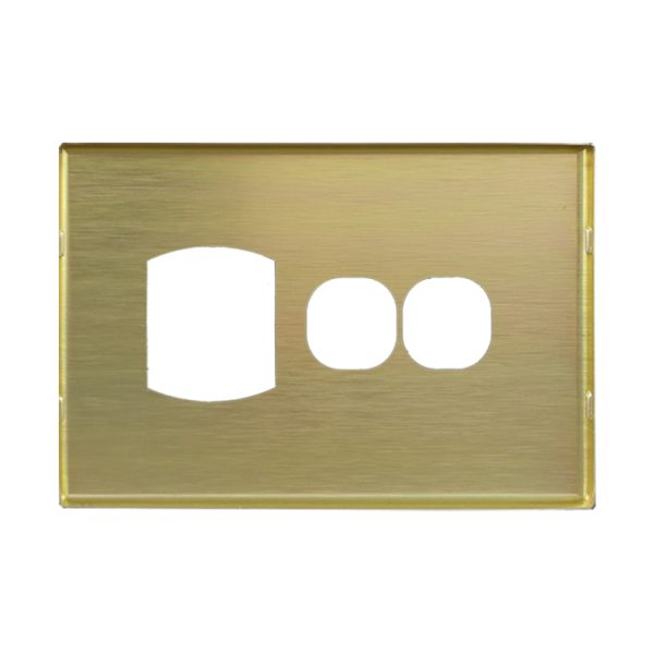 Brushed Brass Cover Plate Single GPO + Extra Switch GEO - Image 3