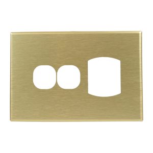 Brushed Brass Cover Plate Single GPO + Extra Switch GEO