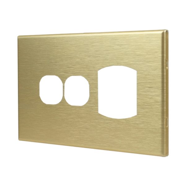 Brushed Brass Cover Plate Single GPO + Extra Switch GEO - Image 2