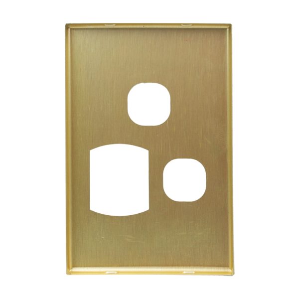 Metal Cover Plate Single Power Point with Extra Switch - VERTICAL - Image 3