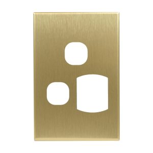 Brass Cover Plate Single GPO Vertical + Extra Switch | GEO Series