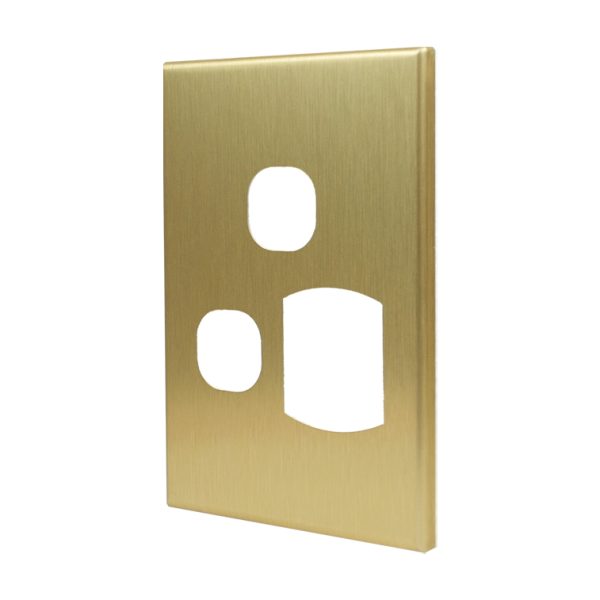 Metal Cover Plate Single Power Point with Extra Switch - VERTICAL - Image 2