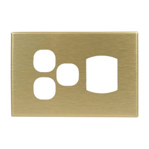 Brushed Brass Cover Plate Single GPO + 2 Extra Switch