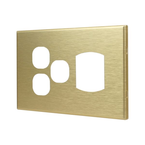 Metal Cover Plate Single Power Point with 2 Extra Switch - Image 2