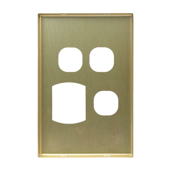 Metal Cover Plate Single Power Point with 2 Extra Switch - VERTICAL - Image 3