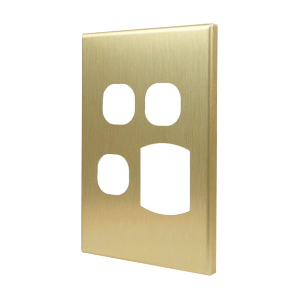 Metal Cover Plate Single Power Point with 2 Extra Switch - VERTICAL - Image 2
