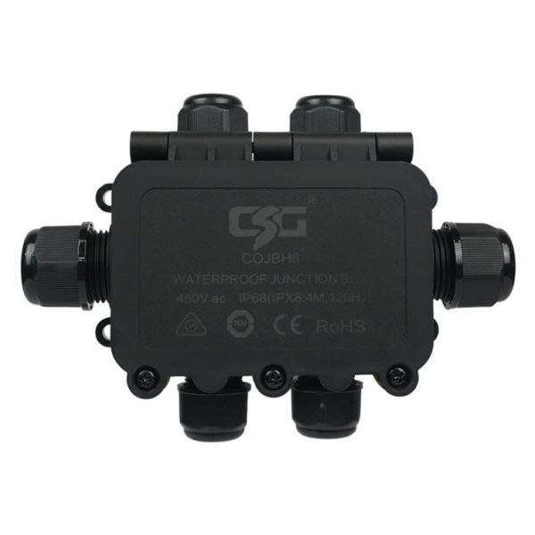 IP68 Weatherproof Junction Box with 6 Cable Entries 450V 40A