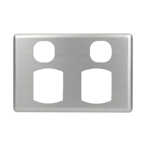 Stainless Steel Cover Plate Quick Fit Double Power Point | Suits BASIX S