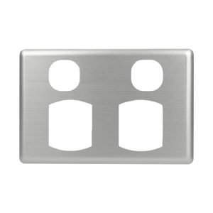 Stainless Steel Cover Plate Double Pole Double Power Point BASIX S
