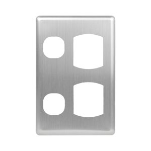 Stainless Steel Cover Plate Vertical Double Power Point | Suits BASIX S