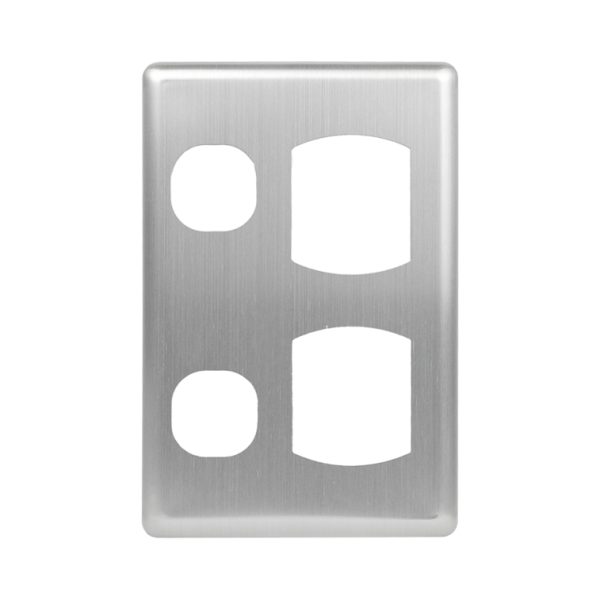 Stainless Steel Cover Plate Vertical Double Power Point | Suits BASIX S