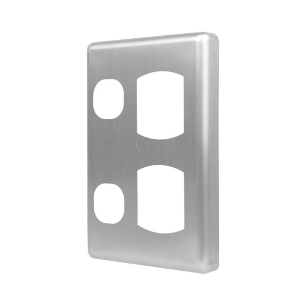 Metal Cover Plate Double Power Point - VERTICAL - Image 2