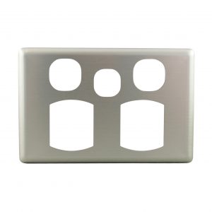 Stainless Steel Cover Plate Double Power Point with Extra Switch BASIX S