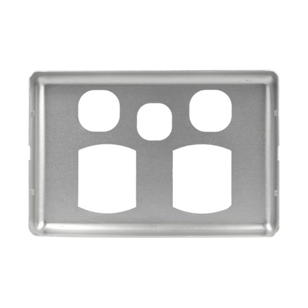 Metal Cover Plate Double Power Point with Extra Switch - Image 4