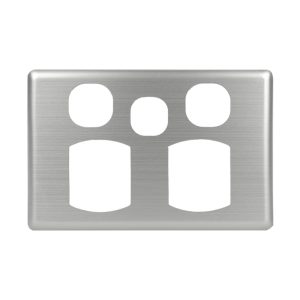 Stainless Steel Cover Plate Double Power Point with Extra Switch BASIX S