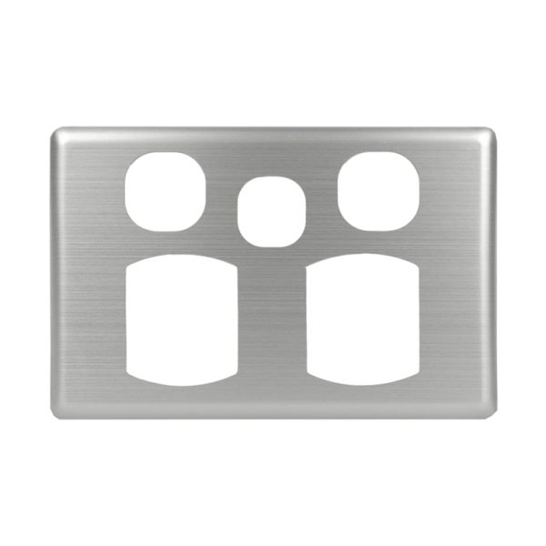 Stainless Steel Cover Plate Double Power Point with Extra Switch BASIX S