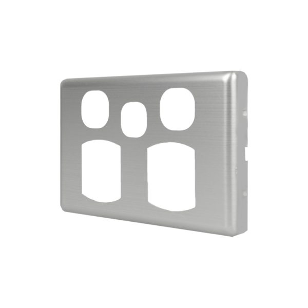 Metal Cover Plate Double Power Point with Extra Switch - Image 2