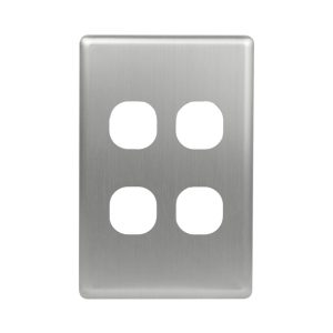 Stainless Steel Cover Plate 4 Gang | Suits BASIX S Series