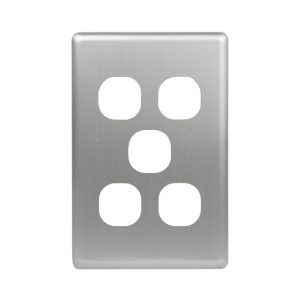Stainless Steel Cover Plate 5 Gang | Suits BASIX S Series