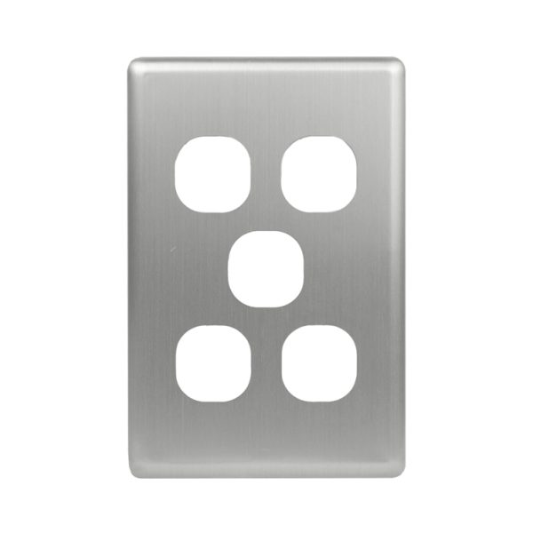 Stainless Steel Cover Plate 5 Gang | Suits BASIX S Series