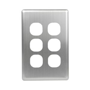 Stainless Steel Cover Plate 6 Gang | Suits BASIX S Series