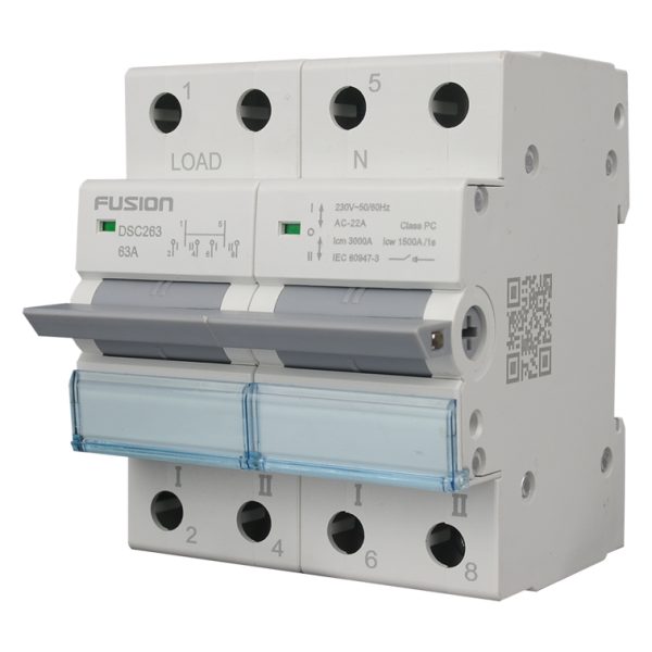 Changeover Switch DIN Rail Mount 2 Pole 230/400V AC 63A - Image 2