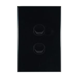 GEO Series 2 Gang Light Switch BLACK 10A 240V AC
